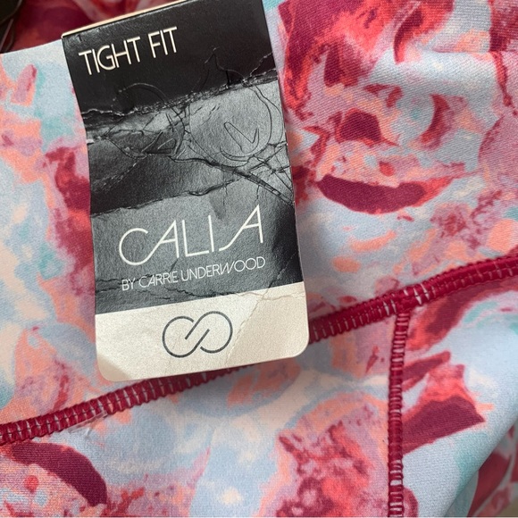 Calia Essential Crop Ruched Printed Tight Capri Coral Tempest Clouds Size M - Picture 8 of 10